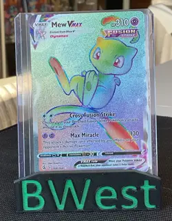 Mew VMAX NM LP Secret Rare Rainbow 268 SWSH08 Fusion Strike TCG Card 2021 - Image 1
