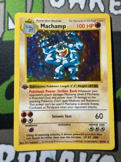 Machamp Shadowless Base Set 8/102 1st Edition Holo Rare Pokemon TCG - Image 2