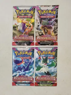 4x Pokemon Paldea Evolved Complete Pack Art Sealed Booster Pack Set Lot - Image 1