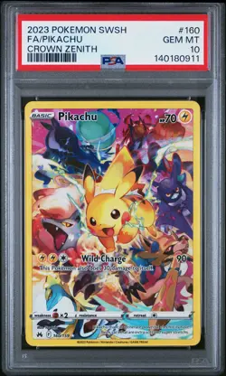 2023 POKEMON SWORD & SHIELD CROWN ZENITH #160 FULL ART/PIKACHU PSA 10 - Image 1