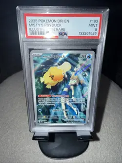 2025 Pokemon Destined Rivals Misty’s Psyduck #193 Illustration Rare PSA 9 Mint - Image 1