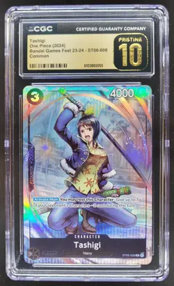 2024 ONE PIECE CCG TASHIGI BANDAI GAMES FEST ST06-006 CGC 10 PRISTINE C RC7 - Image 1