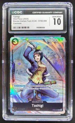 2024 ONE PIECE CCG TASHIGI BANDAI GAMES FEST ST06-006 CGC 10 C RC7 - Image 1