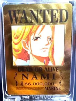 RARE GOLD PLATED WANTED POSTER!!! One Piece Nami - Image 1