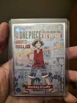 🔥One Piece Monkey D. Luffy College Basketball US Voyage Promo Card🔥 W/Poster! - Image 1