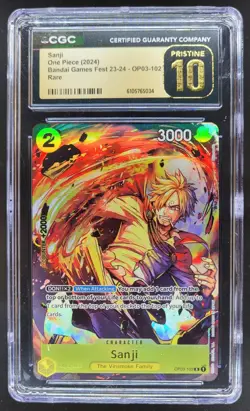 2024 ONE PIECE CCG SANJI BANDAI GAMES FEST RARE OP03-102 CGC 10 PRISTINE C RC7 - Image 1