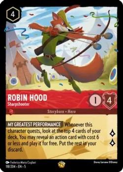 1x Robin Hood - Sharpshooter - 118/204 - Legendary Light Play Disney Lorcana: Sh - Image 1