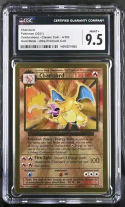 2021 Pokemon Charizard Celebrations - Ultra Premium Gold Metal 4/102 - CGC 9.5 - Image 1