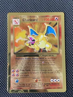 2021 Charizard 4/102 Pokemon Celebrations Gold Ultra Premium Metal Gold LP+ - Image 1