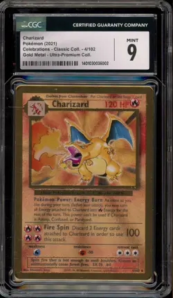 Pokemon Charizard Celebrations Ultra-Premium Coll. Gold Metal Promo #4 CGC 9 - Image 1