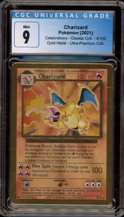 Pokemon Charizard Celebrations Ultra-Premium Coll. Gold Metal Promo #4 CGC 9 - Image 1