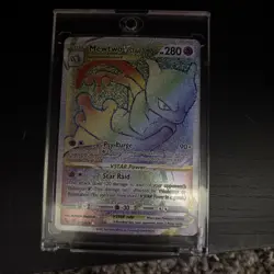Pokemon Go Mewtwo VSTAR TCG Card Rainbow Secret Rare 079/078 Mint Condition - Image 1