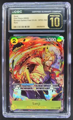 2024 ONE PIECE CCG SANJI BANDAI GAMES FEST RARE OP03-102 CGC 10 PRISTINE D RC7 - Image 1
