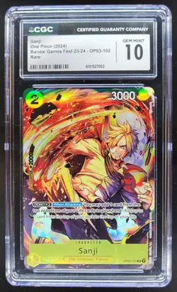 2024 ONE PIECE CCG SANJI BANDAI GAMES FEST RARE OP03-102 CGC 10 D RC7 - Image 1