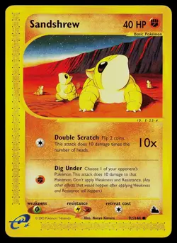Pokemon Card - Sandshrew Skyridge 92/144 Common Non Holo - Image 1