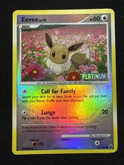 Pokemon Card - Eevee 62/100 - Stamped - Reverse Holo - Platinum - BK Promo - NM - Image 1