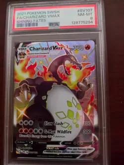 2021 Pokemon SWSH Full Art FA/ Charizard VMAX Shining Fates #SV107 NM-MT PSA 8 - Image 1