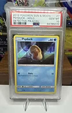 2019 POKEMON SUN & MOON DETECTIVE PIKACHU #7 PSYDUCK-HOLO PSA 10 - Image 1