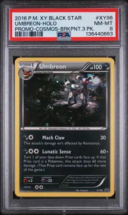 2016 POKEMON XY BLACK STAR PROMO #XY96 UMBREON PROMO-COSMOS-BRKPNT.3 PK.PSA 8 - Image 1