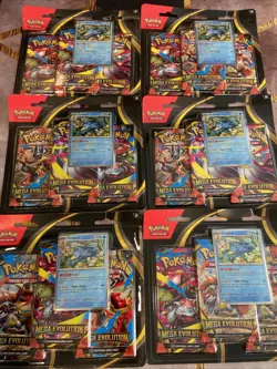 LOT 6 🔥🔥 Pokemon Mega Evolution - Golduck 3-Pack Booster Blister Factory! - Image 1