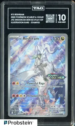 2025 Pokemon TCG SV JTG Bstr Bx #167/159 N's Reshiram IR Stamped TAG 10 GEM MINT - Image 1