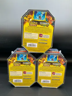 Pokemon TCG Hidden Fates Tins Set of 3 Sealed Charizard Raichu Gyarados - Image 2