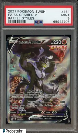 2021 Pokemon SWSH Battle Styles #151 FA SS Urshifu V PSA 9 MINT - Image 1