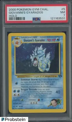 2000 Pokemon Gym Challenge #5 Giovanni's Gyarados Holo PSA 7 NM - Image 1