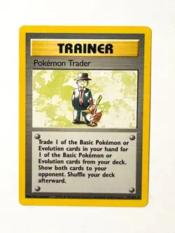 Pokemon Trader 77/102 Pokemon Card TCG Base Set Unlimited Non Holo MP - Image 1