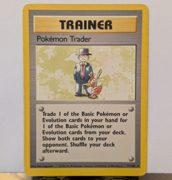 Pokemon Trader 77/102 Base Set Non-Holo Rare 1999 WOTC Trainer Card - LP/MP - Image 1
