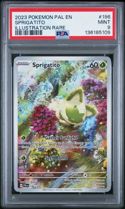 2023 POKEMON PAL EN-PALDEA EVOLVED ILLUSTRATION RARE #196 SPRIGATITO PSA 9 - Image 1