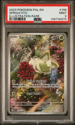 2023 POKEMON PAL EN-PALDEA EVOLVED ILLUSTRATION RARE #196 SPRIGATITO PSA 9 MINT - Image 1