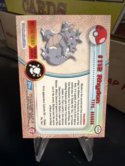2000 Topps Pokemon TV Animation Edition Series 2 Rhydon #112 Holo Foil Blue Logo - Image 2