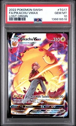 2022 Pokemon Sword & Shield Lost Origin #TG17 Fa/Pikachu Vmax PSA 10 GEM 6518 - Image 1
