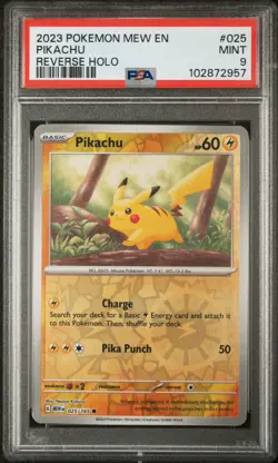 2023 Pokemon Pikachu 025/165 Sv: Scarlet & Violet 151 Reverse Holo PSA 9 Mint - Image 1