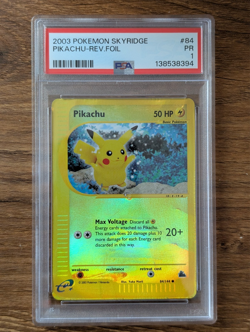 2003 Pokemon Skyridge PSA 1 Pikachu Reverse Foil Holo #84 FRESH CASE SLAB - Image 1
