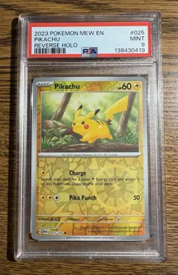 2023 POKEMON MEW EN-151 REVERSE HOLO #025 PIKACHU PSA 9 - Image 1