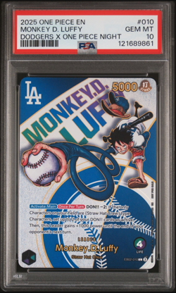 Monkey.D.Luffy (010) (Dodgers x ONE PIECE) EB02-010 One Piece Promo PSA 10 - Image 2