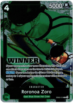 One Piece TCG Roronoa Zoro EB02-019 R Winner Pack 2025 Vol.3 Promo - Image 1
