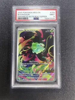 2025 Pokemon Mega Evolution - Bulbasaur Stamped Promo #133/132 PSA 9 - Image 1