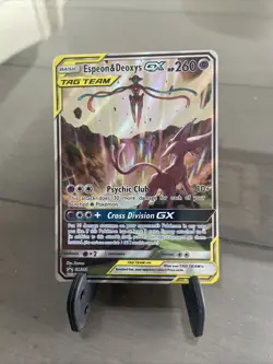 Pokemon TCG Espeon & Deoxys GX SM240 Black Star Promo Sun & Moon - Image 1