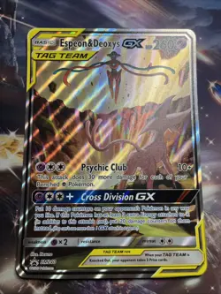 Pokemon TCG Jumbo Espeon & Deoxys GX SM240 Black Star Promo Card - Image 1