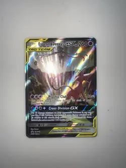 Pokemon TCG Espeon & Deoxys GX Tag Team SM240 Black Star Promo Full Art Holo LP - Image 1