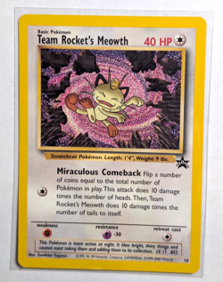 Team Rocket's Meowth 18 WoTC Black Star Promo Pokemon Card - Image 1
