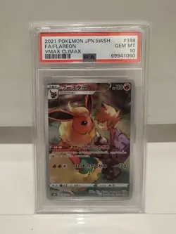 PSA 10 2021 Pokemon JAPANESE SWSH FA/FLAREON VMAX CLIMAX #188 - Image 1