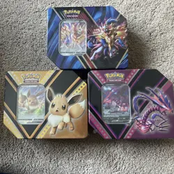 (3x) Pokemon TCG V Powers Tin Eevee Zamazenta Eternatus V Factory Sealed NEW - Image 1