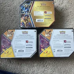 (3x) Pokemon TCG V Powers Tin Eevee Zamazenta Eternatus V Factory Sealed NEW - Image 2