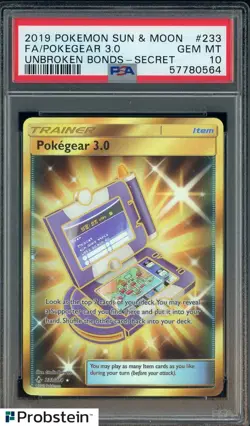 2019 Pokemon Sun & Moon Unbroken Bonds Secret #233 FA Pokegear 3.0 PSA 10 - Image 1