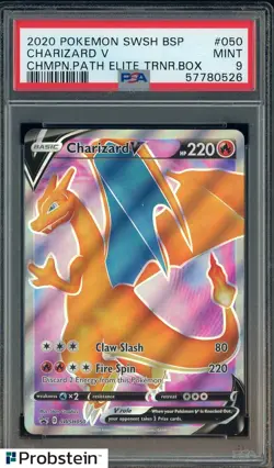 2020 Pokemon SWSH BSP Champions Path ETB #050 Charizard V PSA 9 MINT - Image 1