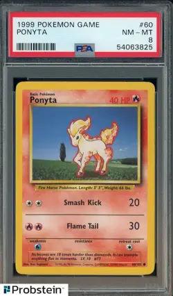1999 Pokemon Game #60 Ponyta PSA 8 NM-MT - Image 1